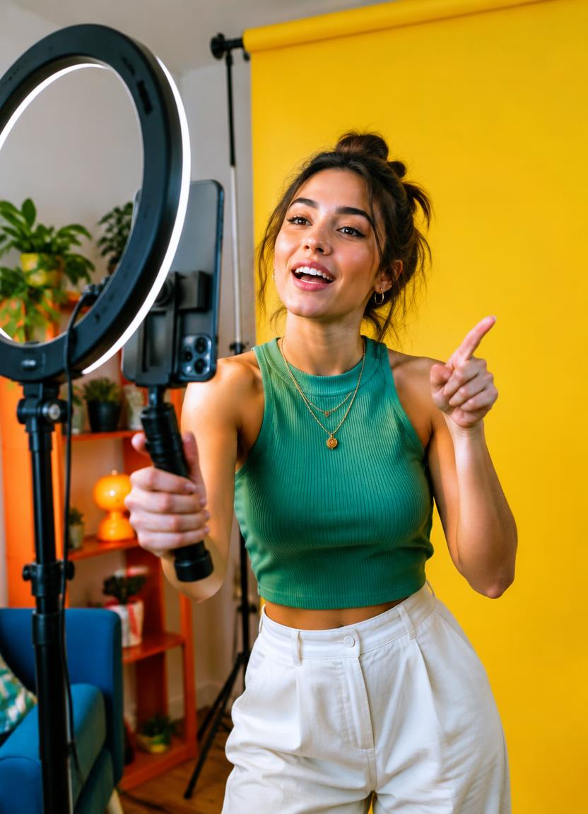 Content creator che gira un reel